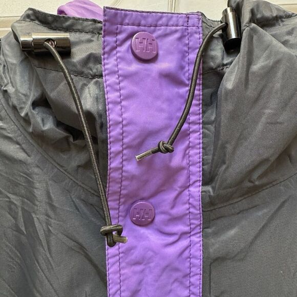 VTG Helly Hansen Men’s Packable Multi-Pocket Black Purple Rain Jacket Sz L - Picture 6 of 13